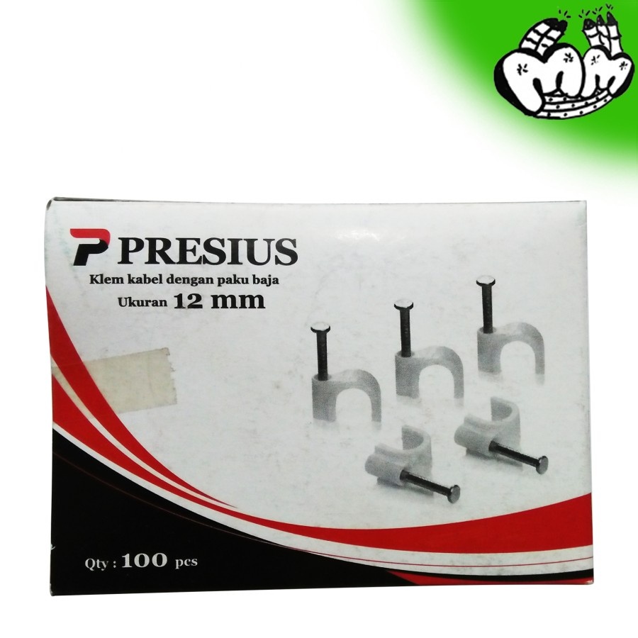 Klem Kabel Presius + Paku Baja 100 Pcs 12 mm