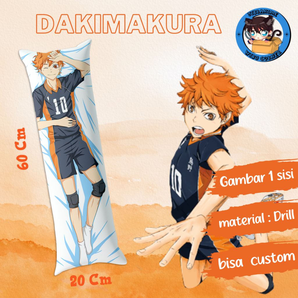 dakimakura anime haikyuu  guling hinata  / ukuran 20x60cm / sudah termasuk isi / bisa custom
