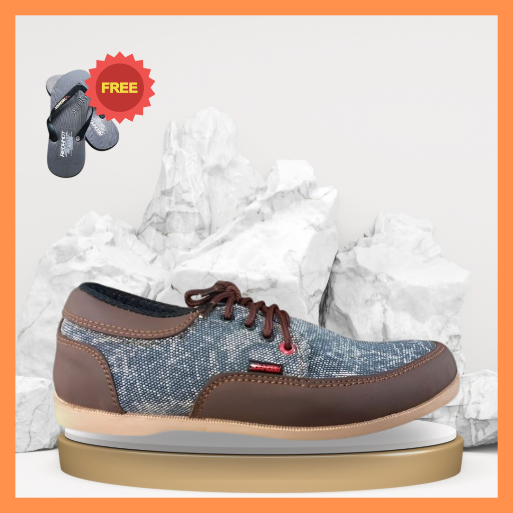 Sepatu Pria Kulit Sintetis Denim Original Redknot Counting Denim Blue