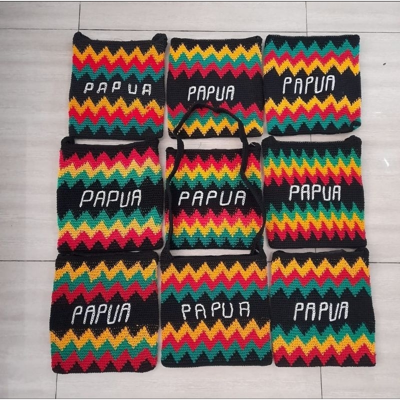 Tas noken papua/ Tas nilon zik zak/ Tas rasta