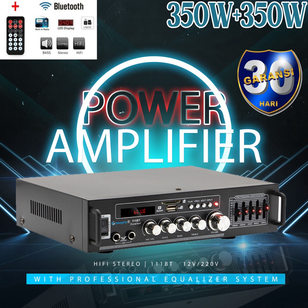 AV111 Ampli Amplifier Bluetooth Audio Karaoke Home Theater FM Radio 7W q HS5