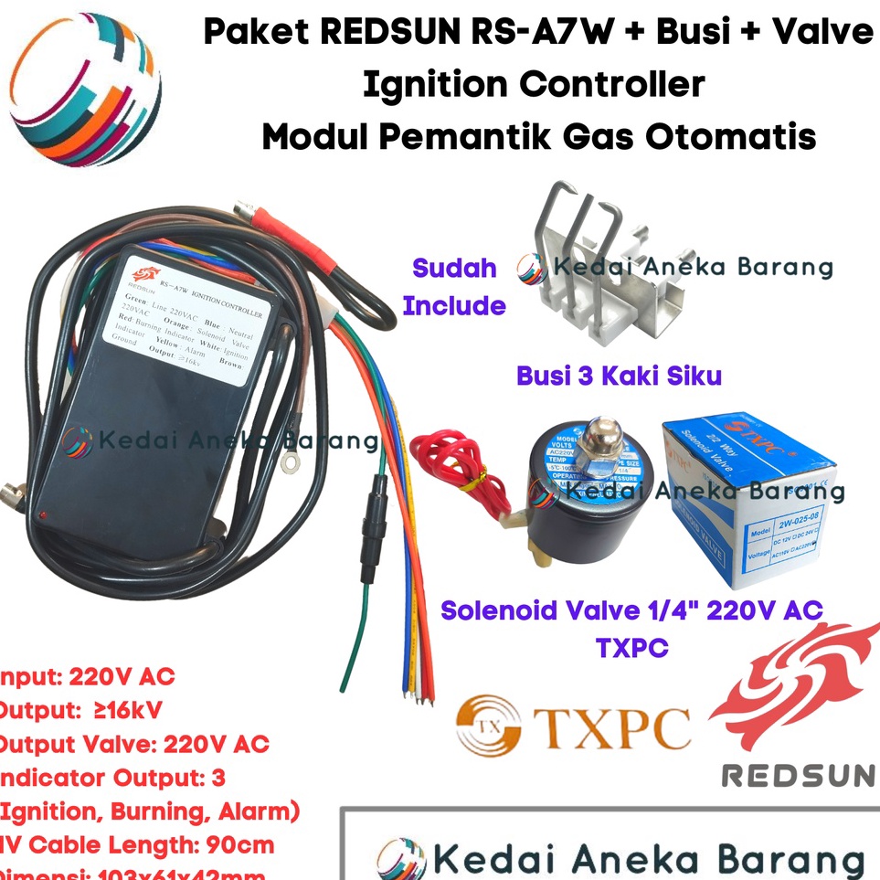 REDSUN RSA7W Ignition Controller 22V AC Modul Pemantik Pematik Gas LPG Kontroler Igniter Otomatis  B