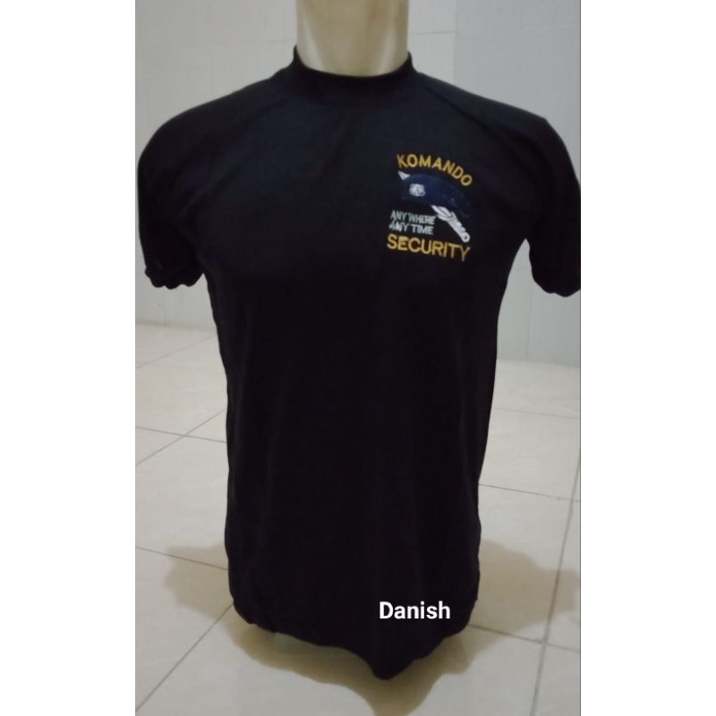 KAOS PENDEK SECURITY BIRU DONGKER,KAOS DALAM SECURITY BIRU DONGKER BORDIR
