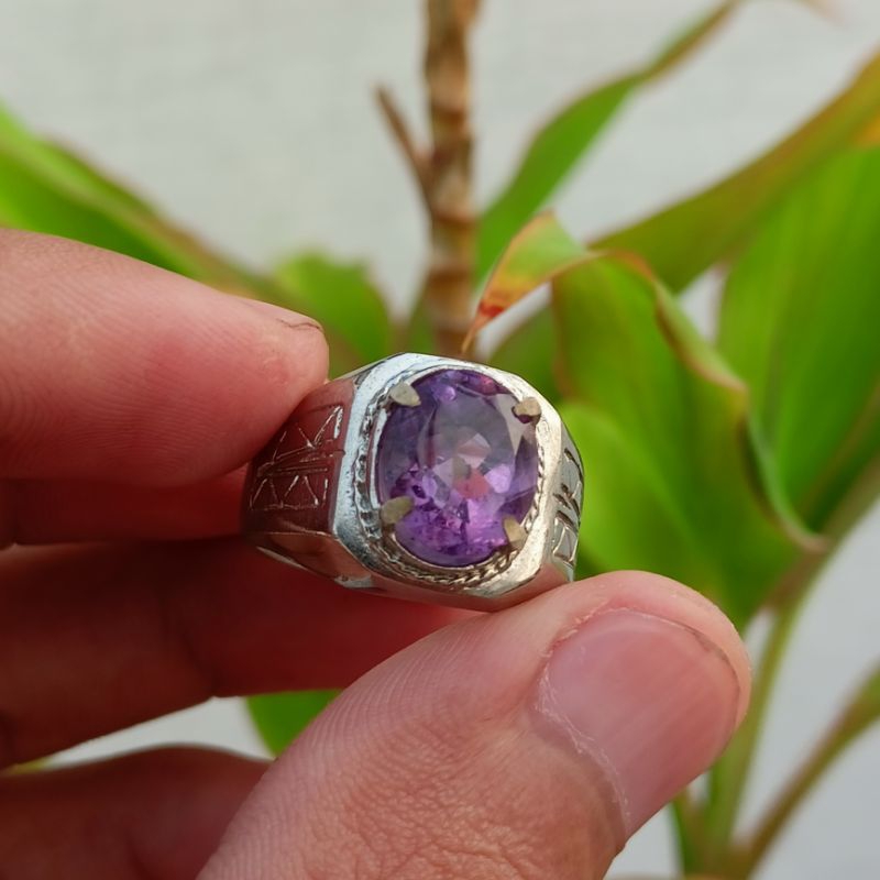 Cincin Batu Kecubung Amethys Cutting