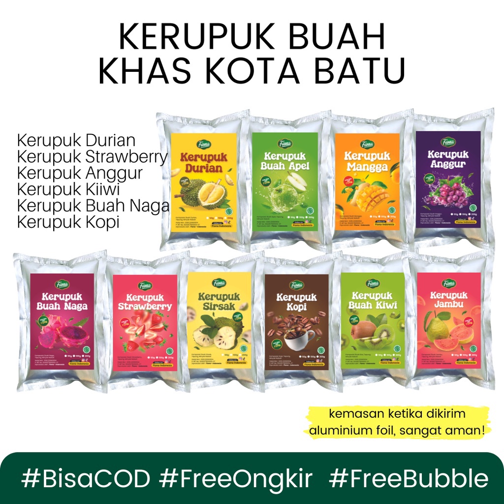 

LUAR BIASA Kerupuk Buah Krupuk Durian Strawberry Anggur Buah Naga Sirsak Kopi Mangga Khas Malang BISA COD Garansi Renyah