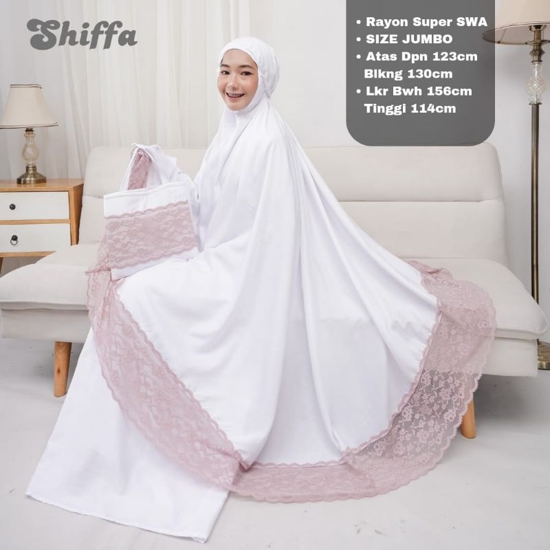 mukena SHIFA, mukena putih renda, mukena putih jumbo