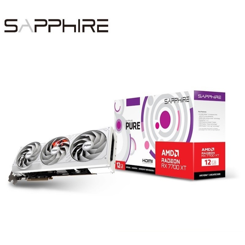 SAPPHIRE PURE AMD Radeon RX 7700 XT / 7700XT 12GB GDDR6 White OC