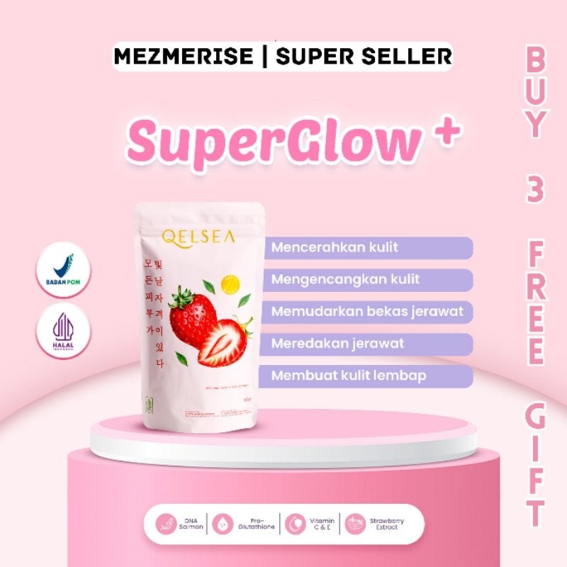 QELSEA Collagen Super Glow Beauty Drink free gift BPOM Ori