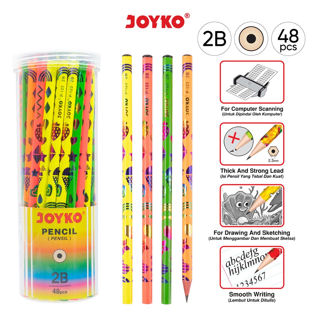 

Pencil Pensil Joyko P123 2B 1 Drum 48 Pcs e Y4T7