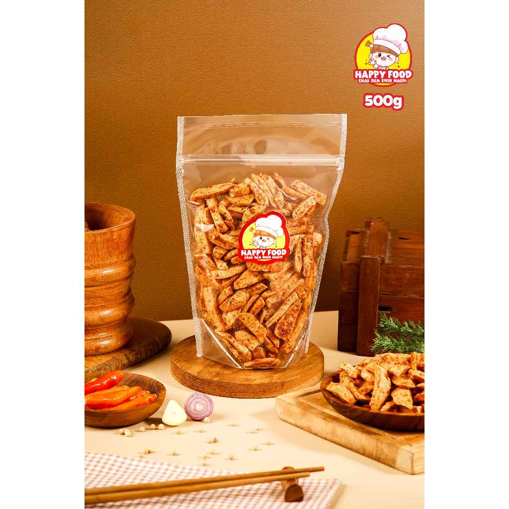 

Basreng Pedas Premium Happy Food Viral Bumbu Melimpah kemasan 500 gram