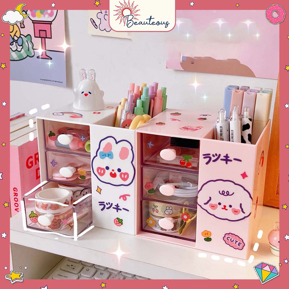 

Kotak Laci Mini Tempat Make Up Storage Tempat Pensil Stackable Mini Serbaguna Free Sticker h F3N7