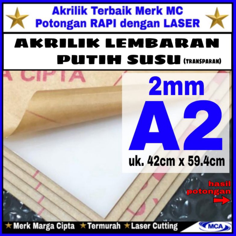

AKRILIK lembaran PUTIH SUSU 2mm A2 Marga cipta Acrylic g K7H4