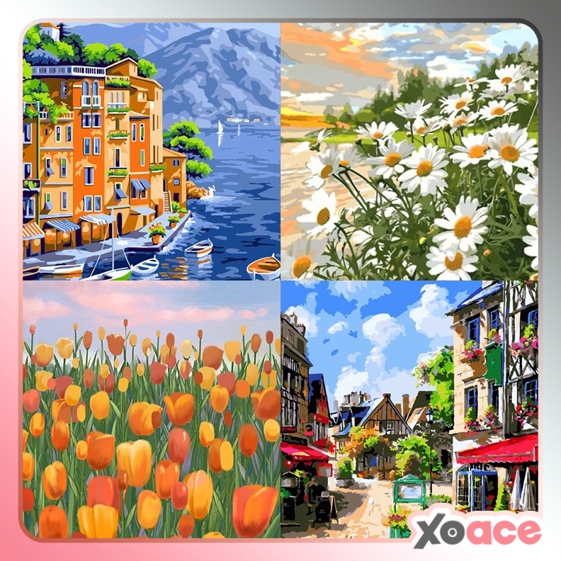 

Canvas Paint By Number Kit Digital Oil Painting DIY Lukisan 4 x 5 Seri Q p U3T8