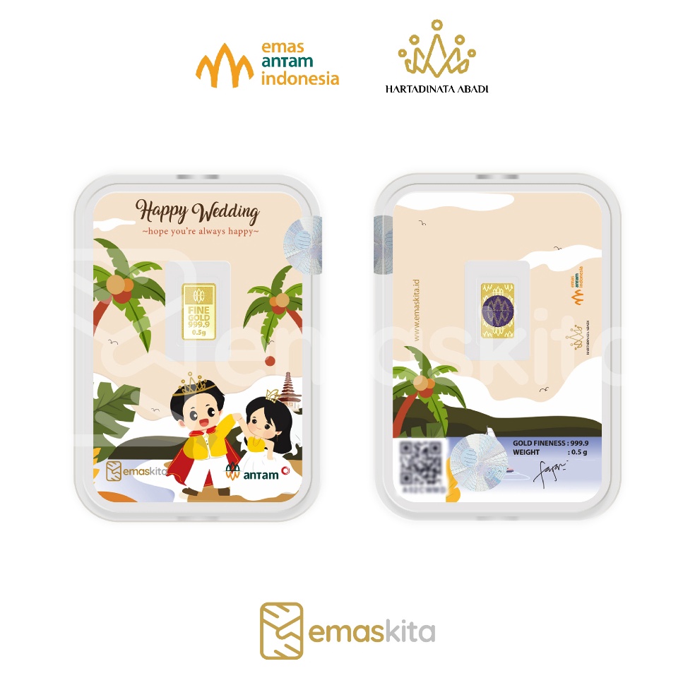 KODE L82A Logam Mulia Antam x Hartadinata Wedding Inter BullionProtect 5 Gr
