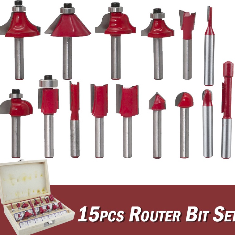 

Mata Mesin Profil Router Bit Set 15 Pcs 14 Box Kayu 2741 i X2G2