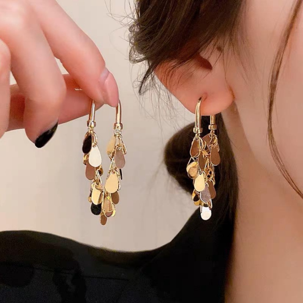 KODE D98L AT49  ANTING CHAIN DROP clip juntai gold glam model fashion korean titanium steel panjang 