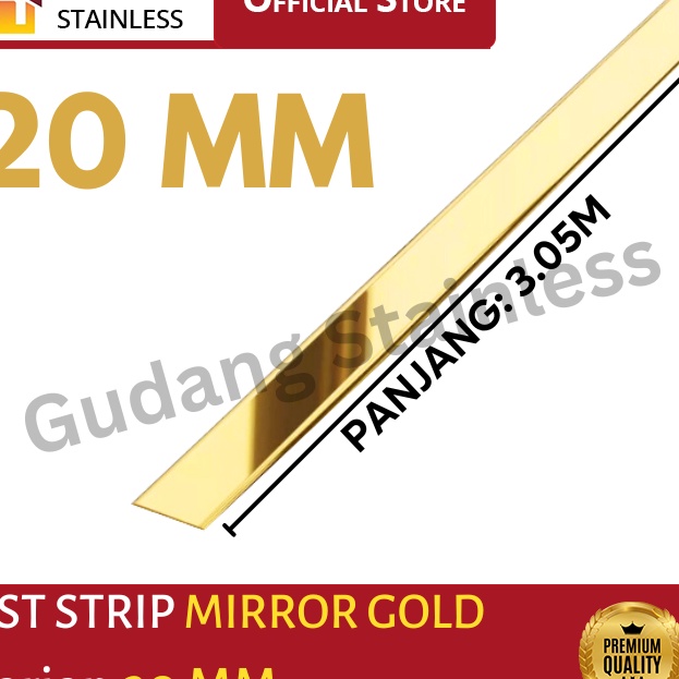 Limited  List Plat Strip Mirror Gold Stainless 2MM