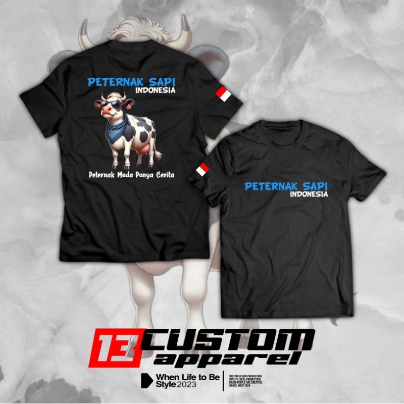 THIRTEEN Kaos Distro PETERNAK SAPI INDONESIA Peternak Muda Tukang Ngarit Tukang Angon Kaos Pria Wani