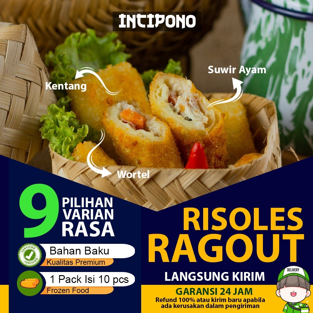 Incipono Risoles Ragout Rasa Lembut Suwir Daging Ayam Kentang Wortel Isi 10 Frozen Food Halal Premiu