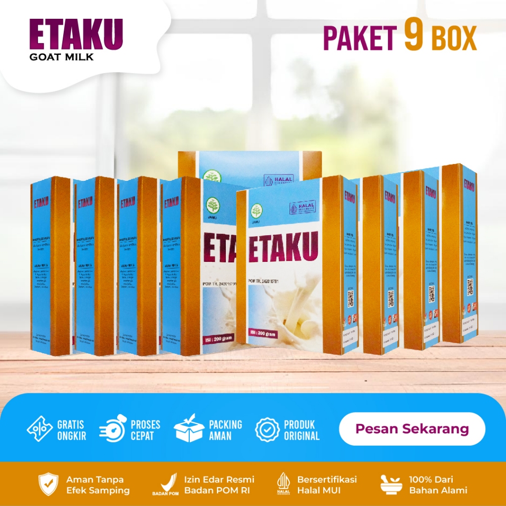 

Etaku Goat Milk Susu Kambing Etawa Asli Paket 9 Box