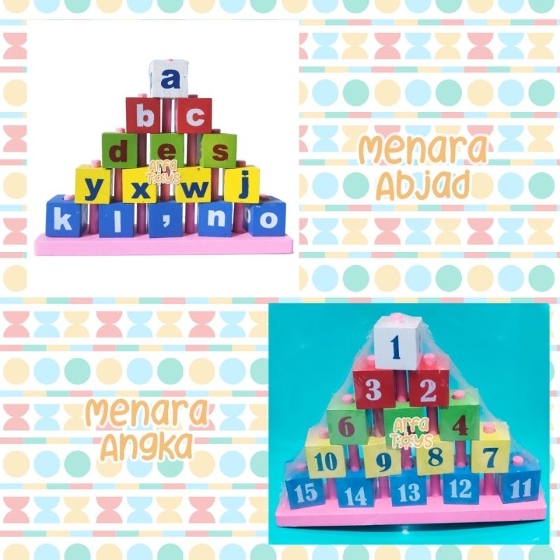Menara Piramida Balok Huruf Abjad Alfabet