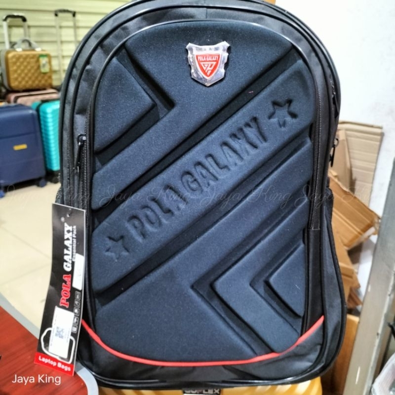 Ransel Emboss Murah Pola Galaxy Tas Sekolah Kerja Hitam Pria Anak Laki