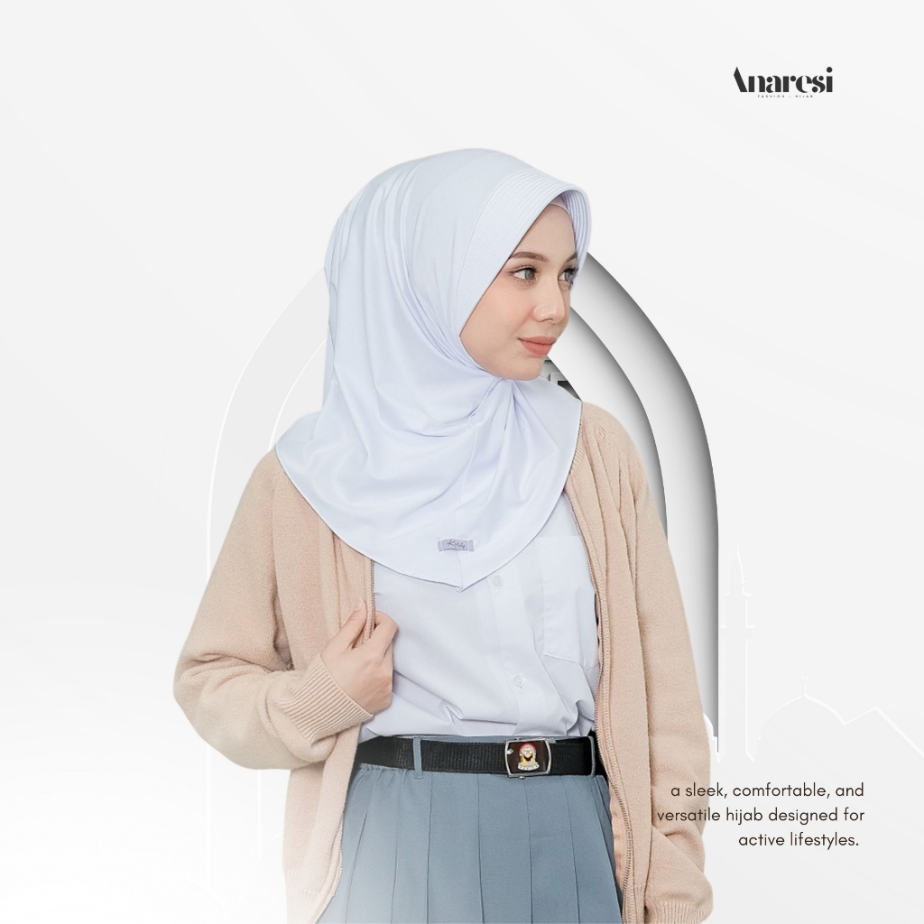 [Gajian Sale] Anaresi - Jilbab Bergo Instan Olahraga Wanita Sport Pet Antem Jersey Premium Ukuran M