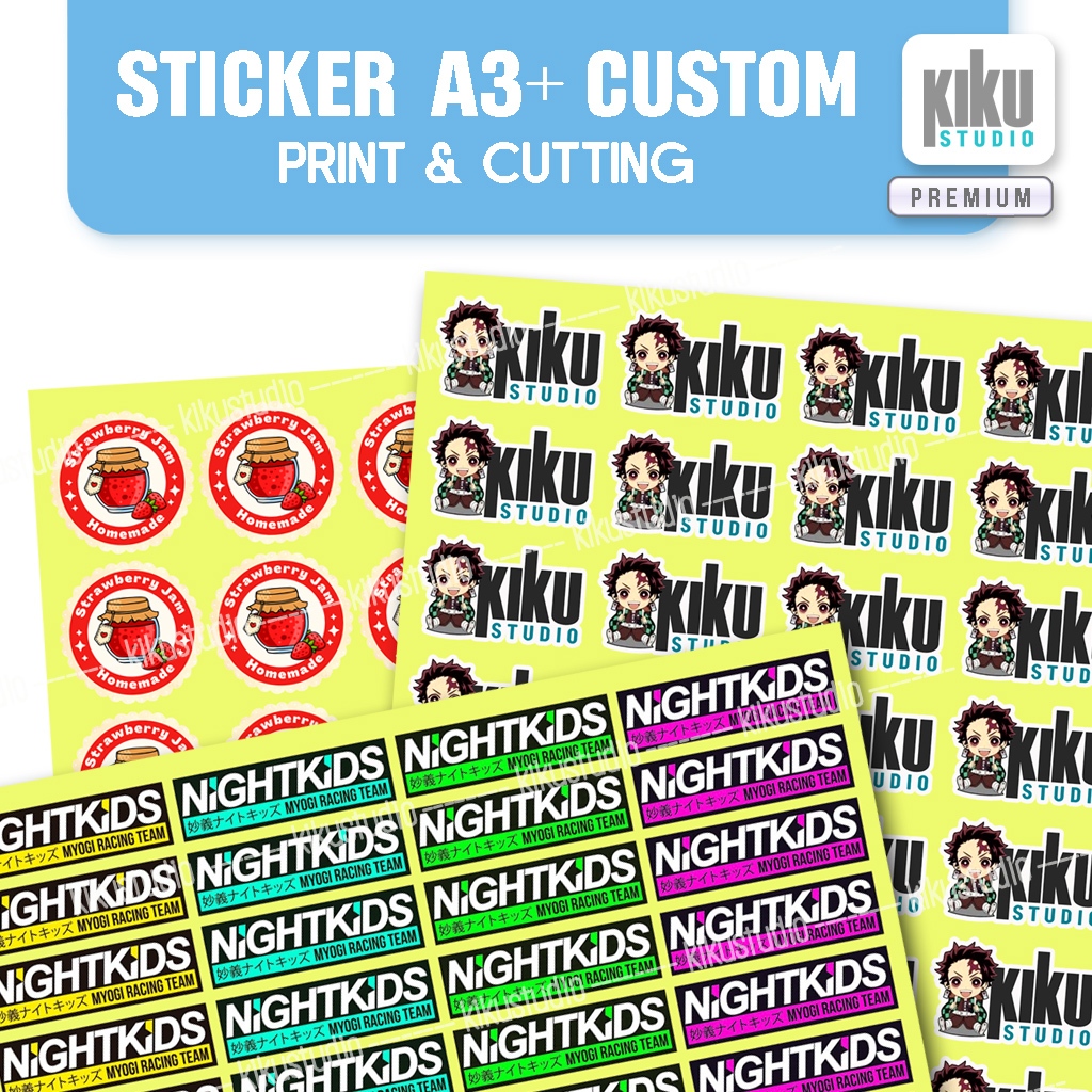 

Cetak Sticker A3+ Satuan Custom | Cetak Stiker Label | Print Stiker Label - Glossy, Matte, Kiss Cut, Die Cut