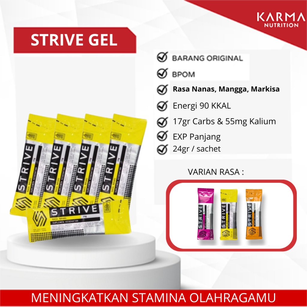 STRIVE Energy Gel Rasa Nanas 1 Box isi 5 Sachet