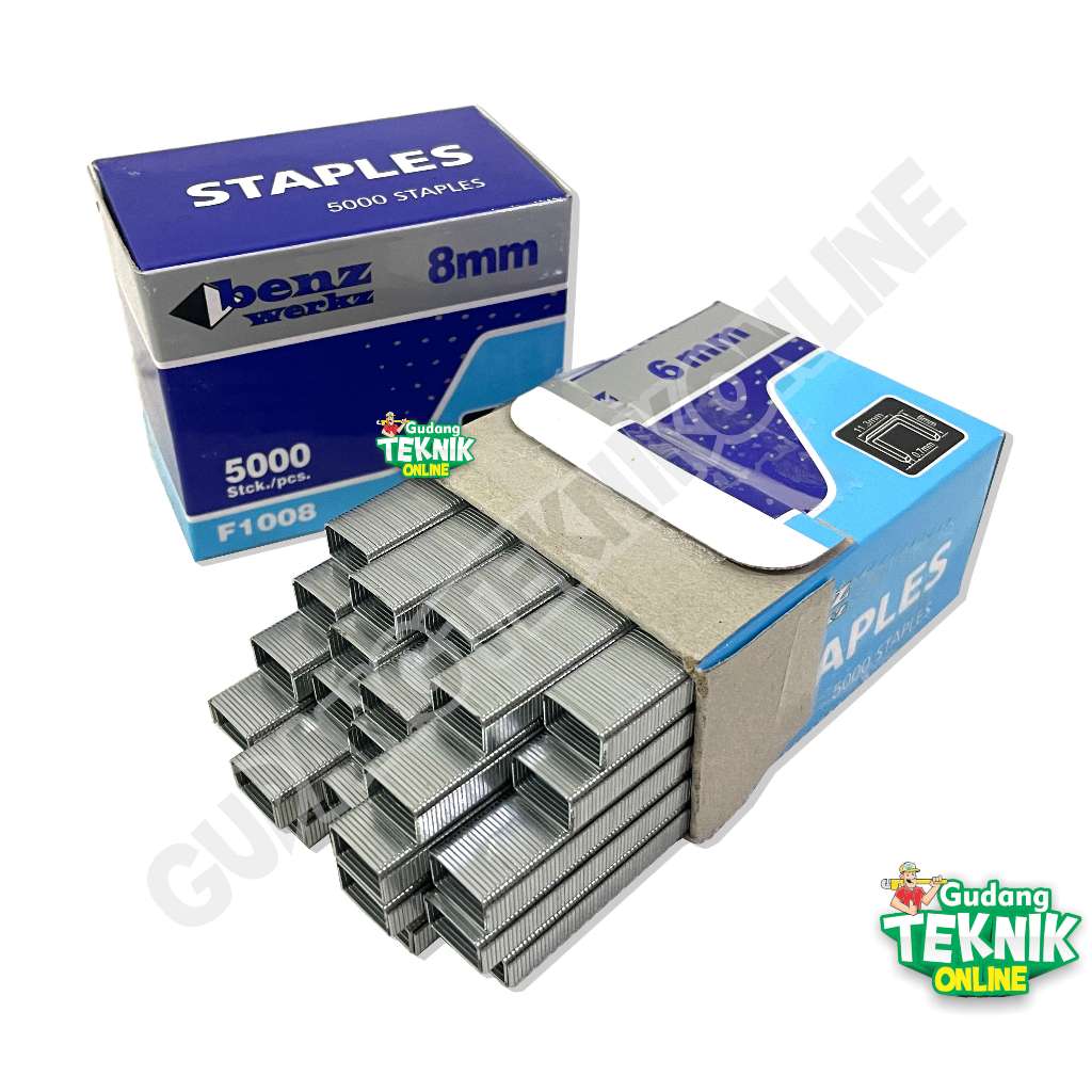 

Isi Staples Tembak 1006F 1008F U 5000pcs BENZ / Refil Refill Isi Ulang Air Nailer Angin 1006 1008 F Stapler Staples Gun Tracker Brad Nailer BENZ