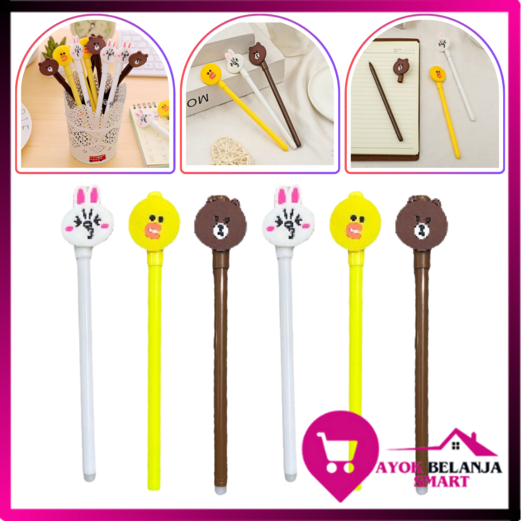 

ABS Pena Karakter Gel Kelinci Bebek Beruang Pulpen Karakter Alat Tulis Sekolah ATK Pulpen Lancip Murah