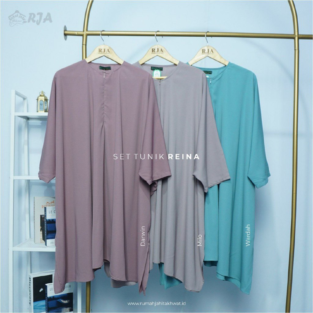 TUNIK SET ROK, TUNIK WANITA TUNIK POLOS SET TUNIK REINA