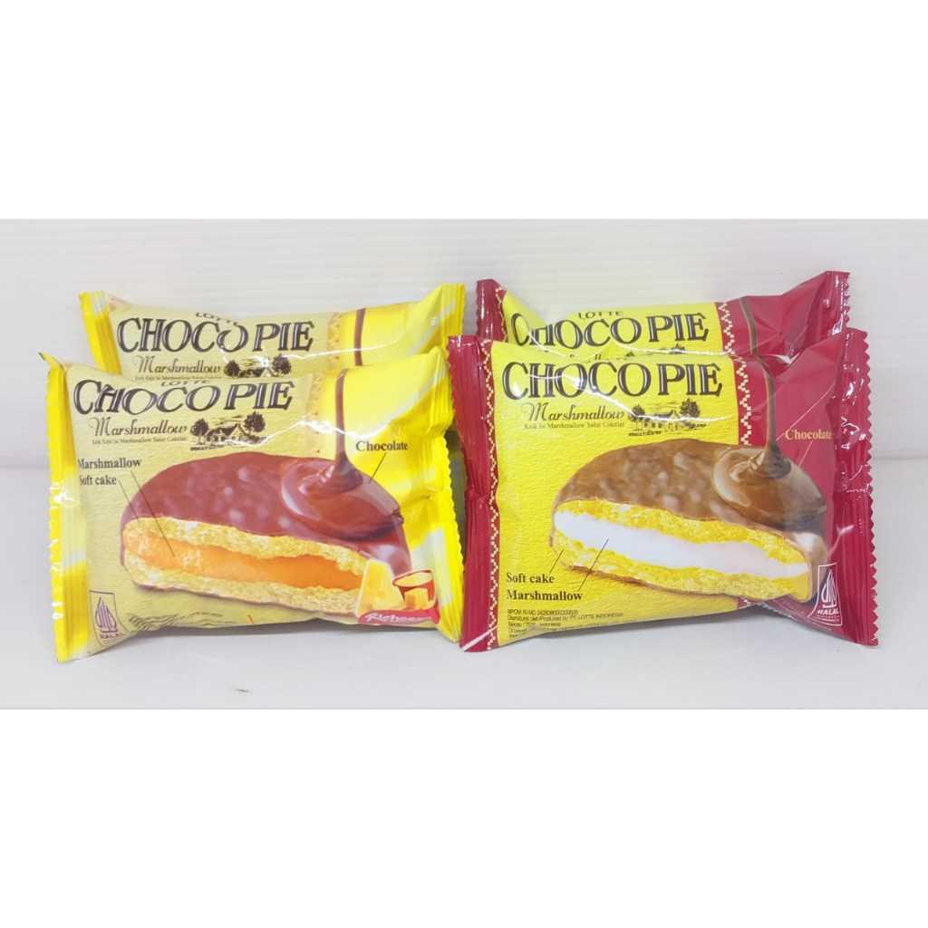 

Lotte Choco Pie Marsmallow Pack Isi 12 Bungkus Choco pie 2 Varian Rasa Keju dan Original