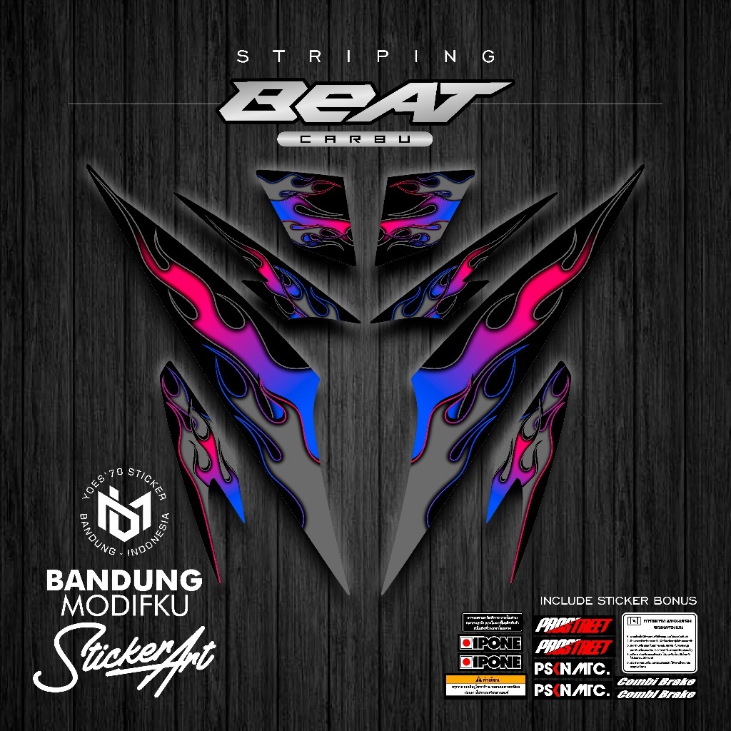 STRIPING STICKER MOTIF 25 / HONDA BEAT KARBU / BANDUNG MODIFKU / BETCARBU / STICKER VARIASI
