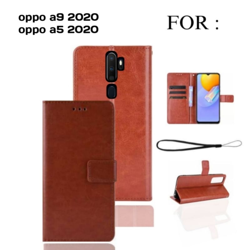 Casing Dompet Hp Flip Cover Leather Case Kulit Premium Oppo A9 2020 A5 2020