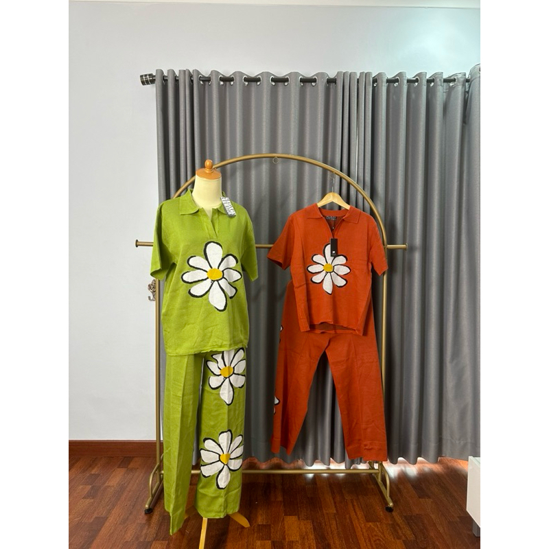 Elior Boutique - One Set Knit Motif Bunga | Setelan Celana Panjang | Set Blouse Celana Panjang | Baj