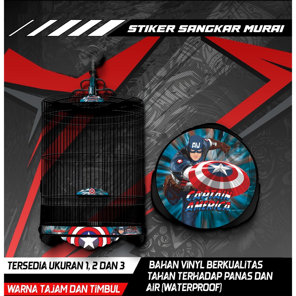 

Stiker Decal Sangkar Burung Murai, Sangkar Bulat Custom, Desain Captain Amerika, Anti Air, Murah