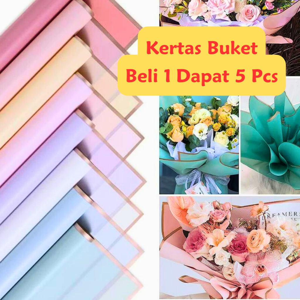 

5 PCS Kertas Buket Cellophane Buket Bunga Flower Wrapping Paper Celophane / Chellophane Murah untuk Snack Uang