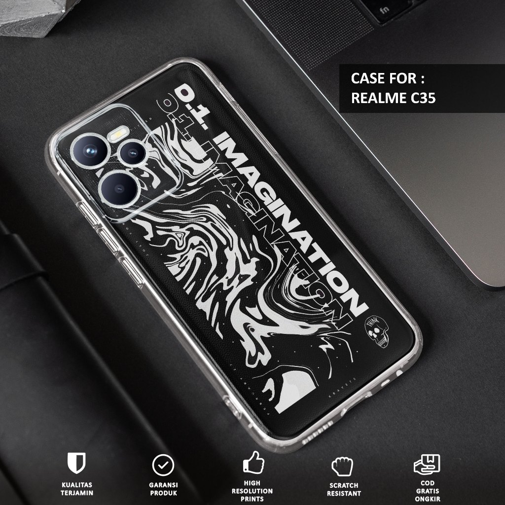 Case REALME C35 - Casing REALME C35 Motif ART - Softcase Premium Fourside - Bening Transparant - Sil