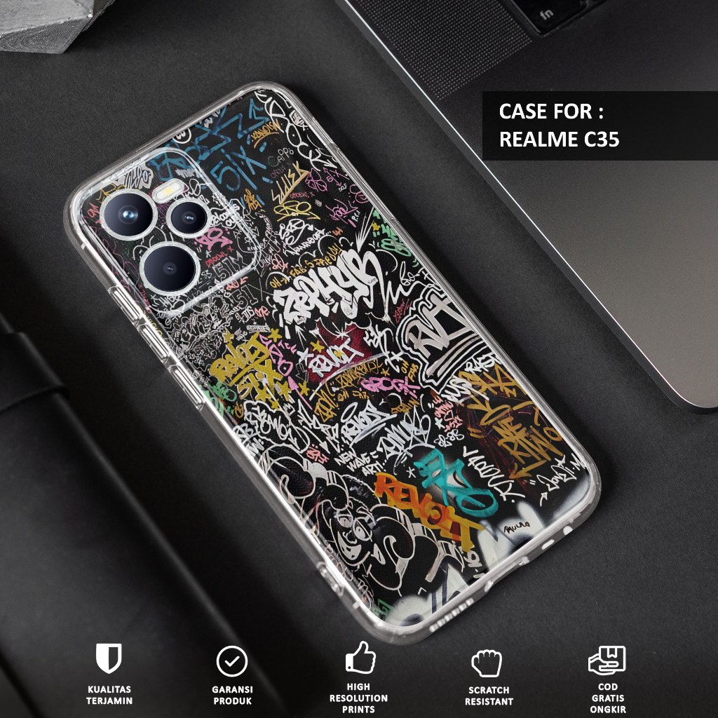 Case REALME C35 - Casing REALME C35 Motif SWAG - Softcase Premium Fourside - Bening Transparant - Si