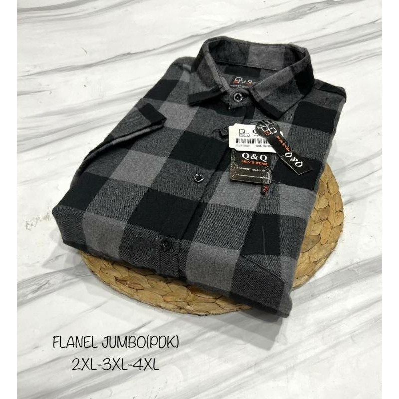 Kemeja Flanel Bigsize Pria Lengan Pendek Kotak-Kotak Distro Hem Premium