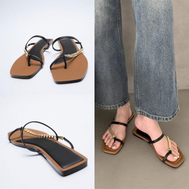Sandal ZARA Chain Strap Flat Shoes