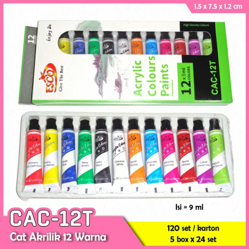 

Cat air ESCO // cat acrylic 12 warna 9ml