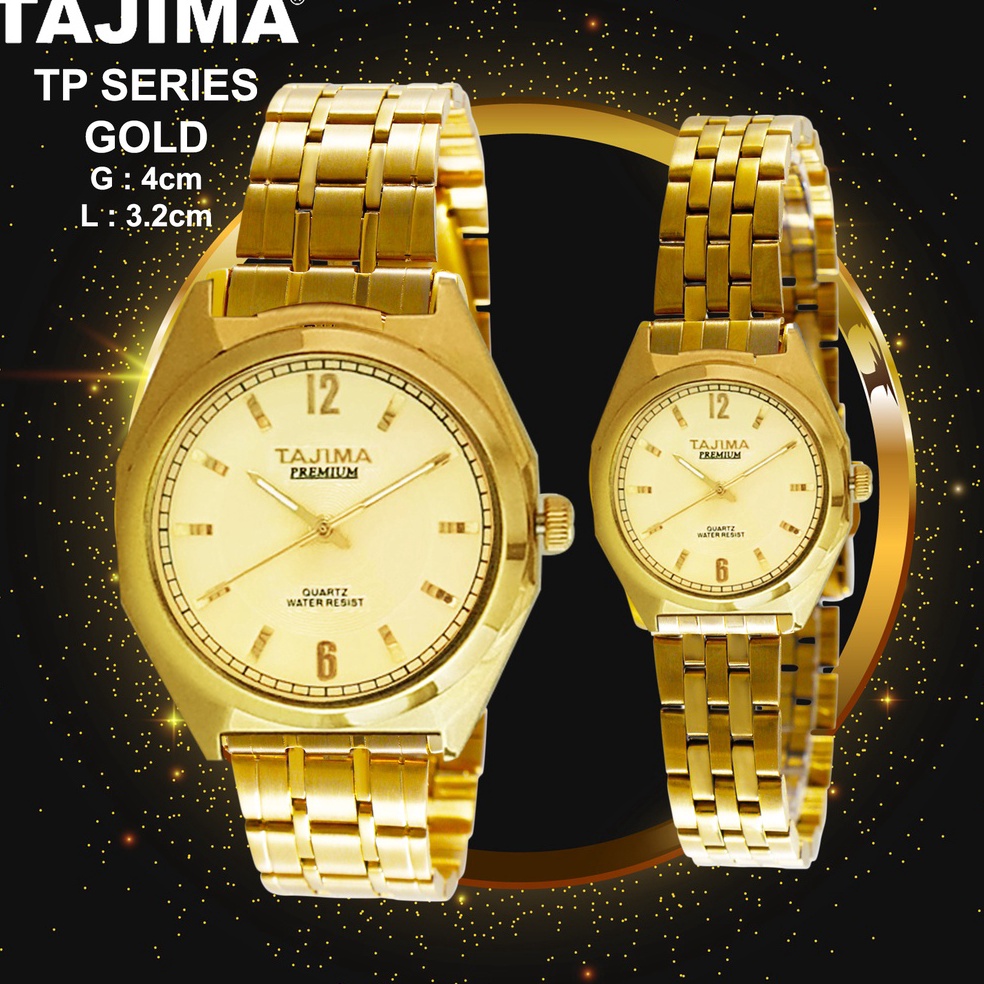KODE Q15R Jam Tangan Tajima Analog Couple Premium Gold Stainless Steel Water Resist 3 ATM Watch