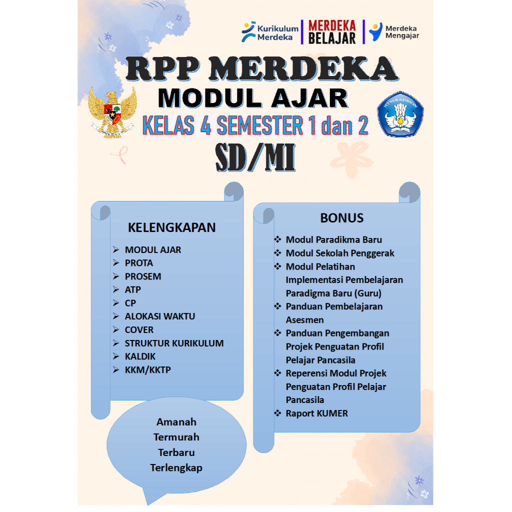 

MODUL AJAR KELAS 4 SD/MI KURIKULUM MERDEKA FASE B LENGKAP