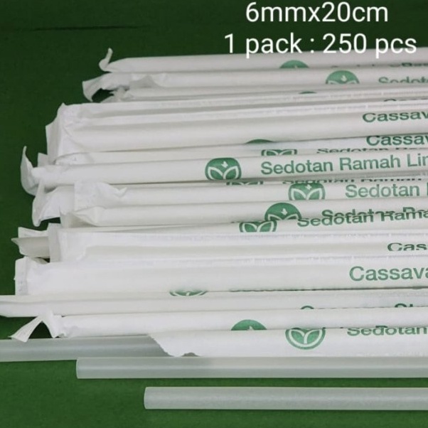 FG2 Terlaris Cassava StrawSedotan Cassava Runcing 6Mmx2Cm Wrap PaperIsi 25Pcs