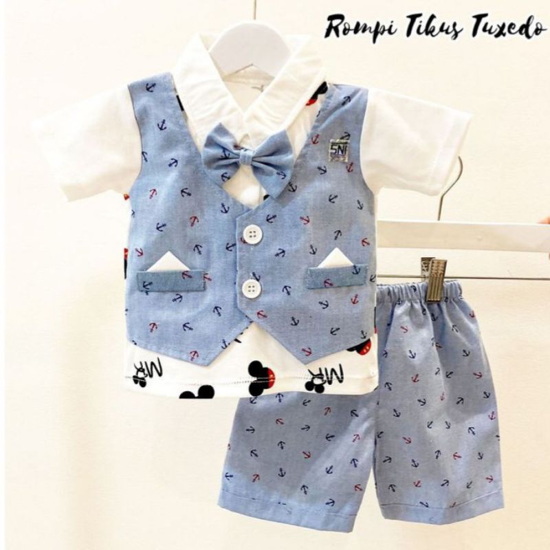 Setelan Kemeja Rompi Bayi 3-8 bulan Baju Pesta Anak Laki-laki Lucu