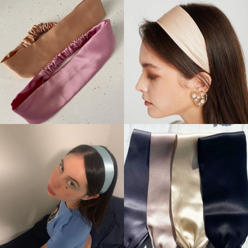 Ready stock Headband satin Bandana Y2K /Bandana Putih Bando SATIN 90s / Vintage Headband Hairband Ko