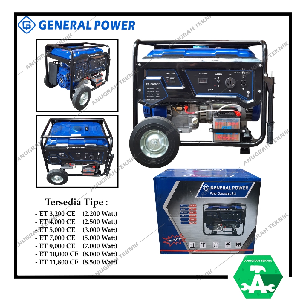 GENERAL POWER Generaton Genset 7.000Watt ET 9000 CE Gasoline Generator 7000 Watt ET9.000CE