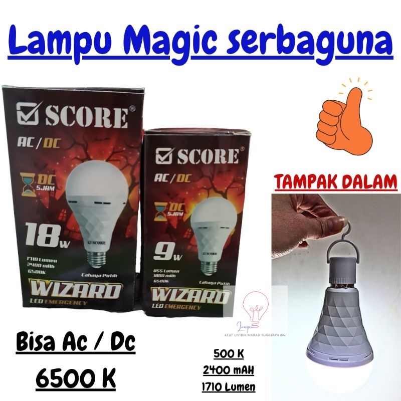 Magic Lamp SCORE WIZARD / Lampu emergency Led ajaib bohlam lampu listrik